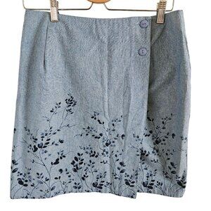 Stonebridge VTG NWT SZ 12 Woman "Blue Skies" Wrap Skirt Cotton Floral Chambray